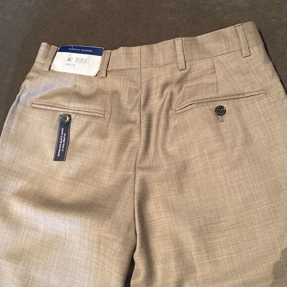 Tommy Hilfiger Men’s Tyler Tan 100% Wool Dress Pants Trim Fit W30 X L30 - Picture 7 of 9